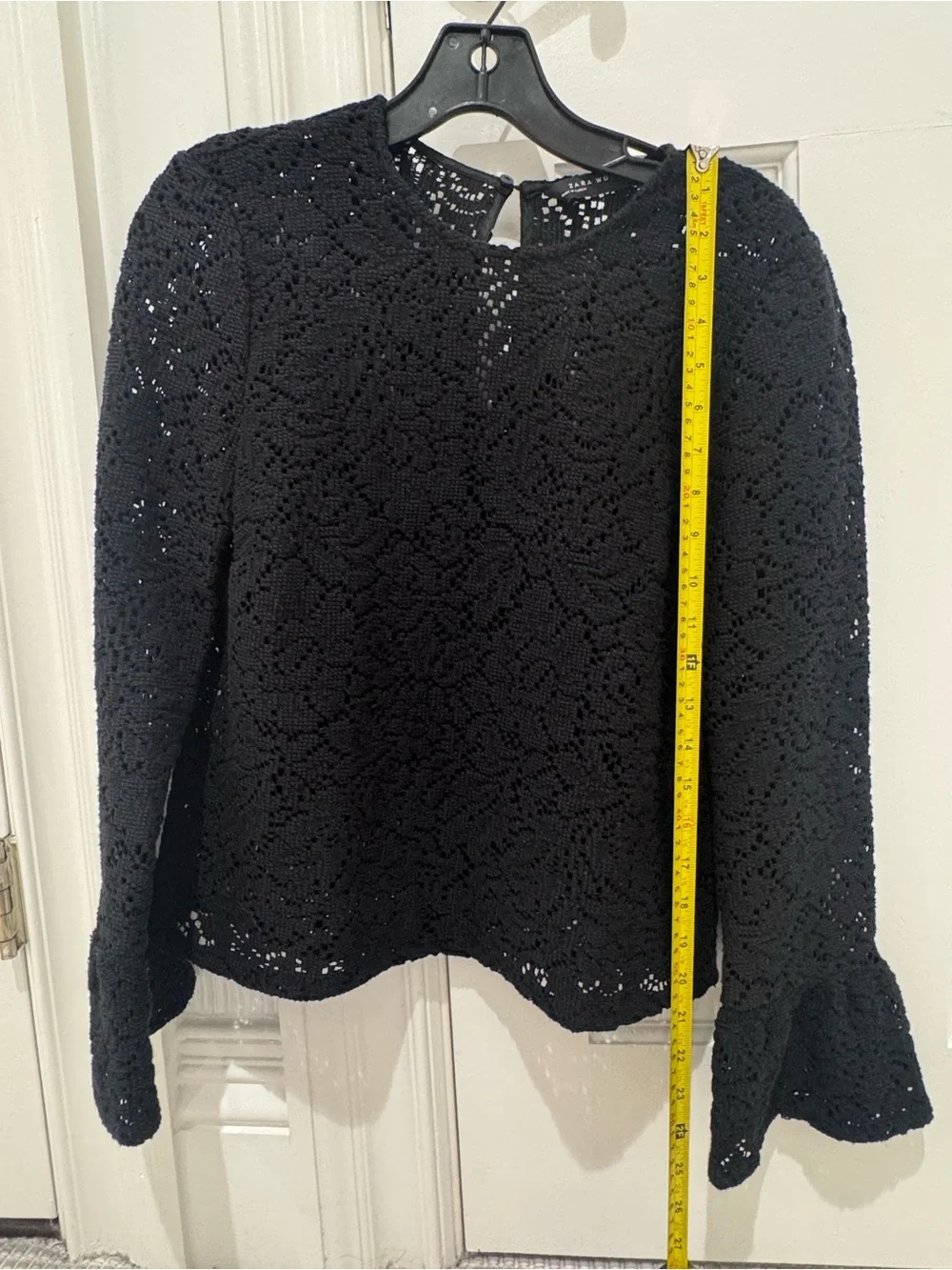 Zara Women’s Black Crochet Long-Sleeve Top